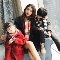 [促销]儿童围巾秋冬保暖围脖韩版潮男女童宝宝围脖仿羊绒格子纹亲子围巾