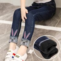 [促销]加绒裤/单裤]2018女童秋冬季加绒牛仔裤宽松喇叭裤女孩牛仔长裤