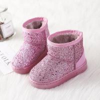 [促销]踩线实心底儿童雪地靴亮片女童棉鞋防水宝宝靴子中大童保暖鞋男童