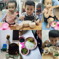 [促销]小麦秸秆防摔卡通米奇儿童餐具宝宝吃饭碗筷餐盘套装叉勺辅食碗