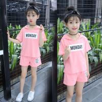 [促销]女童夏装短袖T恤短裤套装2018新款韩版儿童女孩休闲运动两件套装