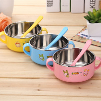 [促销]儿童碗宝宝小碗不锈钢吃饭碗小孩餐具婴儿带盖辅食碗塑料防摔隔热