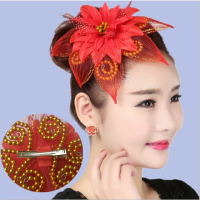 [促销]舞蹈头饰红色健身舞蹈现代舞台演出服头花民族舞头饰秧歌广场舞