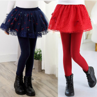 [促销][双11特价]2018春秋款童装女童打底裤加绒加厚假两件裙裤长裤