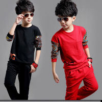 [促销]【儿童两件套】男童春装套装2017新款童装儿童休闲运动装卫衣中大童男孩春秋两件套