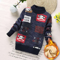 [促销]童装秋冬款男童毛衣套头加绒加厚中小童打底衫儿童宝宝羊绒衫加绒