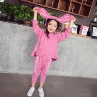 [促销]女童套装2018新款秋装儿童韩版兔耳连帽长袖卫衣裤子洋气两件套潮