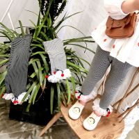 [促销]女童打底裤秋装2018新款童装儿童女孩宝宝外穿百搭条纹紧身长裤子