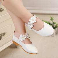 [促销]公主女童鞋新款方口皮鞋珍珠甜美花朵豆豆鞋软底女宝宝鞋舞蹈鞋