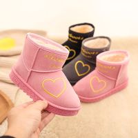 [促销]冬季儿童雪地靴女童靴子2018新款保暖加绒加厚男童短靴宝宝棉鞋
