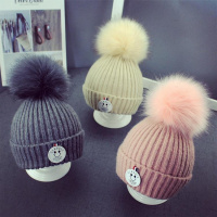 [促销]婴儿帽子秋冬儿童帽子男女童宝宝毛线帽子保暖冬季可爱针织毛球帽