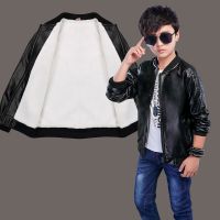 [促销][冬款加绒春秋加里]男童皮衣外套2-15岁男孩宝宝皮夹克童装上衣