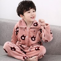 [促销]儿童睡衣加厚男童秋冬季宝宝小孩女童法兰绒家居服套装珊瑚绒套装