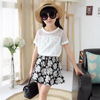[促销]童装女童夏装套裙2018新款韩版女童夏季短袖套装女孩短裙两件套