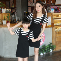 [促销]夏季2018新款韩版女童条纹连衣裙儿童短袖假两件连衣裙小女孩裙子