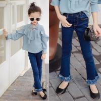 [促销]童裤2018秋冬款女童牛仔裤流苏微喇叭裤儿童长裤秋冬季喇叭裤子潮