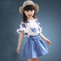 [促销]女童套装连衣裙2017夏季小女孩裙子新款儿童装公主裙衣服枫叶套裙