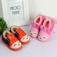 [促销]诗狼猫儿童棉拖鞋冬季包跟PU防水男女童软底防滑卡通宝宝保暖棉鞋