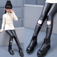 [促销]女童加绒加厚皮裤秋冬装打底裤中大童保暖裤女孩紧身弹力春秋裤子