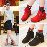 [促销]女童短靴秋冬新款2018加绒雪地靴亲子鞋韩版女童靴子保暖靴中大童