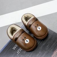 [促销]1-8岁PU皮面儿童棉拖鞋包跟冬季加绒防水保暖男女童小孩宝宝拖鞋