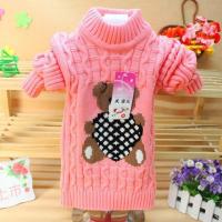 [促销]正版秋冬装新款儿童毛衣女童毛衣卡通小熊保暖毛衣半高领收身毛衣