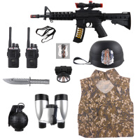 [促销]儿童警察套装沙漠之鹰手枪红外线冲锋枪对讲机望远镜迷彩玩具手雷