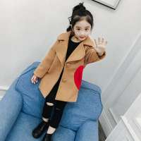 [促销]女童秋装韩版童装新款毛呢女孩呢子风衣中大童春秋外套中长款大衣