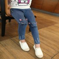 [促销]童装春装儿童裤子潮女童牛仔裤春秋韩版长裤中大童修身猫咪小脚裤