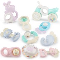 [促销]高温水煮礼盒装软胶摇铃牙胶婴儿玩具宝宝儿3-6-12月安抚