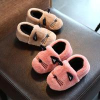 [促销]小猫咪冬季儿童棉拖鞋可爱包跟男女童防滑加厚保暖室内宝宝棉鞋