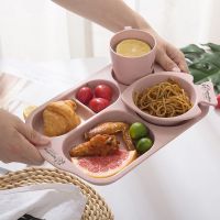 [促销][6件套装]小麦儿童餐盘套装带水杯早餐盘幼儿园盘宝宝卡通餐具