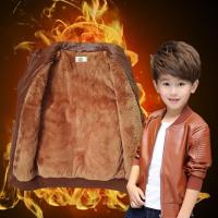 [促销][男童皮衣外套新款][冬款加绒加厚加棉]2017新款儿童外套皮衣2-15岁男童中大童男孩韩版棒球服休闲皮夹克上衣