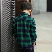 [促销]芥美男童衬衫春装2018新款童装男童长袖儿童中大童男孩格子衬衣潮