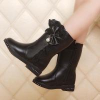 [促销]女童靴子秋冬季儿童雪地靴女童鞋2018新款加绒短靴真皮女童马丁靴