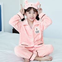 [促销]儿童法兰绒睡衣秋冬季长袖珊瑚绒加厚加绒女童男孩小孩宝宝家居服