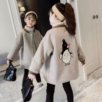 [促销]童装女童外套秋冬款小女孩加棉加厚韩版毛呢大衣中长款呢子上衣潮