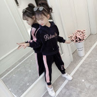 [促销]女童秋冬装2018新款儿童韩版金丝绒套装中大童加绒加厚卫衣两件套