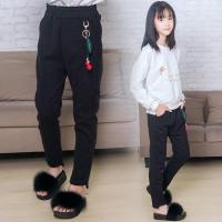 [促销]女童加绒裤子2018秋冬新款中大童休闲哈伦裤一体加绒加厚萝卜长裤