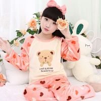 [促销]儿童法兰绒睡衣加厚女童中大童母女装秋冬季珊瑚绒亲子家居服套装