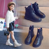 [促销]女童马丁靴亲子鞋秋冬季新款儿童靴子英伦风短靴加绒男童鞋皮靴