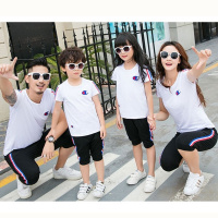 [促销]2018亲子装夏装套装休闲母女母子一家三口四口家庭礼貌鸭童装班服