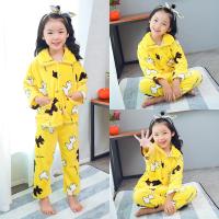[促销]春秋季儿童法兰绒睡衣套装男童女童长袖珊瑚绒宝宝小孩男孩家居服