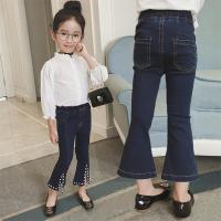 [促销]女童钉珠牛仔裤长裤2018春秋款儿童装女宝喇叭裤韩版女孩裤子百搭
