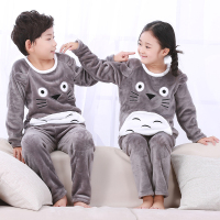 [促销]秋冬儿童睡衣女童珊瑚绒保暖加厚法兰绒男孩宝宝中大童家居服套装