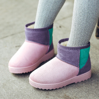 [促销]秋冬新款女童靴子儿童雪地靴男童马丁靴女童拼色短靴英伦童鞋