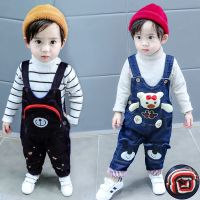 [促销]宝宝棉裤加厚背带裤0123岁男女童儿童牛仔背带棉裤加绒保暖长裤子