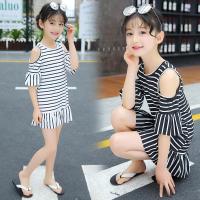 [促销]童装女童洋气连衣裙女孩2018夏装新款中大童儿童韩版条纹公主裙子