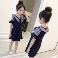 [促销]女童夏装2018新款洋气韩版童装女大童连衣裙喇叭短袖儿童夏季裙子