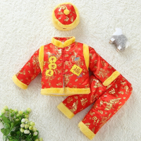[促销]儿童古装宝宝周岁礼服男女儿童红色中国风唐装套装婴儿百天抓周衣